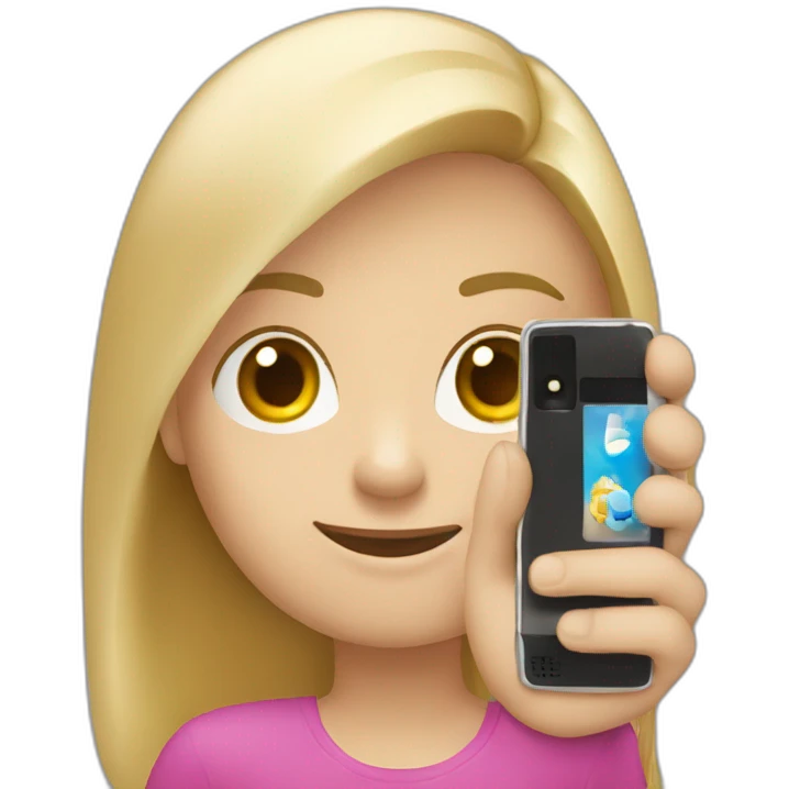 Rubia con celular motorola con numero en la mano emoji