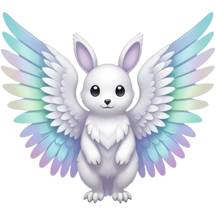  Iridescent white pale wings-ears, fakemon-creature  emoji