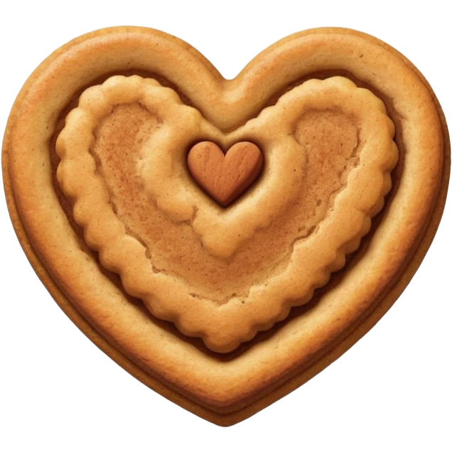 snicker doodle cookie with cinnamon powder on top in a heart shape cookie emoji