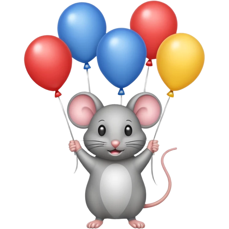 mouse holding balloons emoji