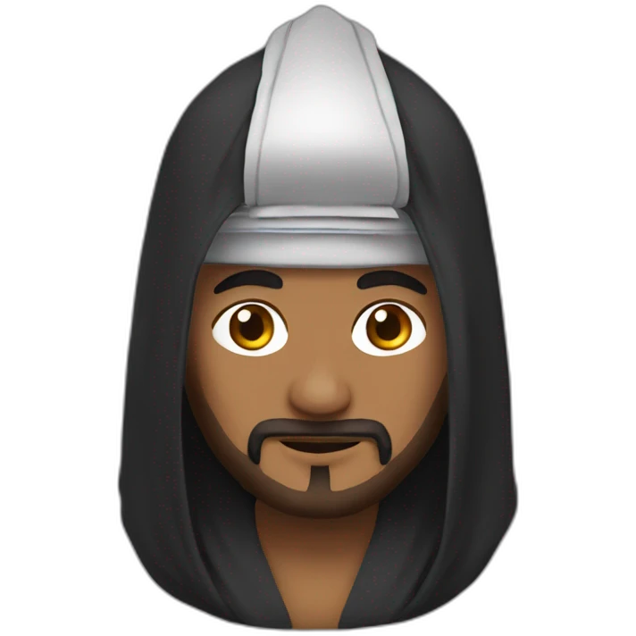 Shaikh wearing robe and full head helmet emoji