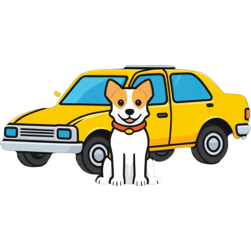 dog in front of car emoji