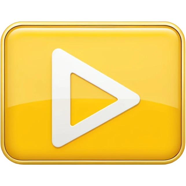 single yellow rectangular play button (video symbol), centered white play icon inside, flat vector style, clean minimal design, isolated on white background, no text, no watermark --ar 16:9 --v 6
 emoji