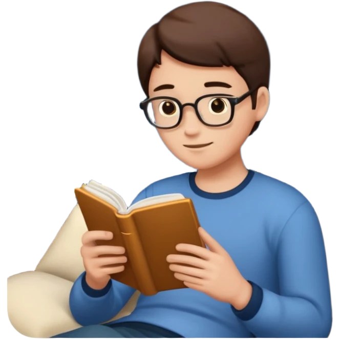 adult learning with a book in the night emoji