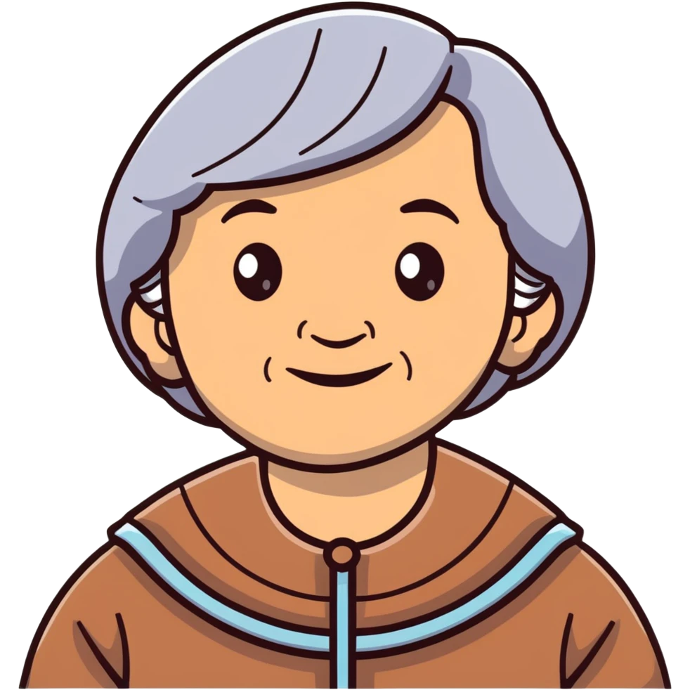 warm smiling grandmother with straight hair and brown eyes emoji
