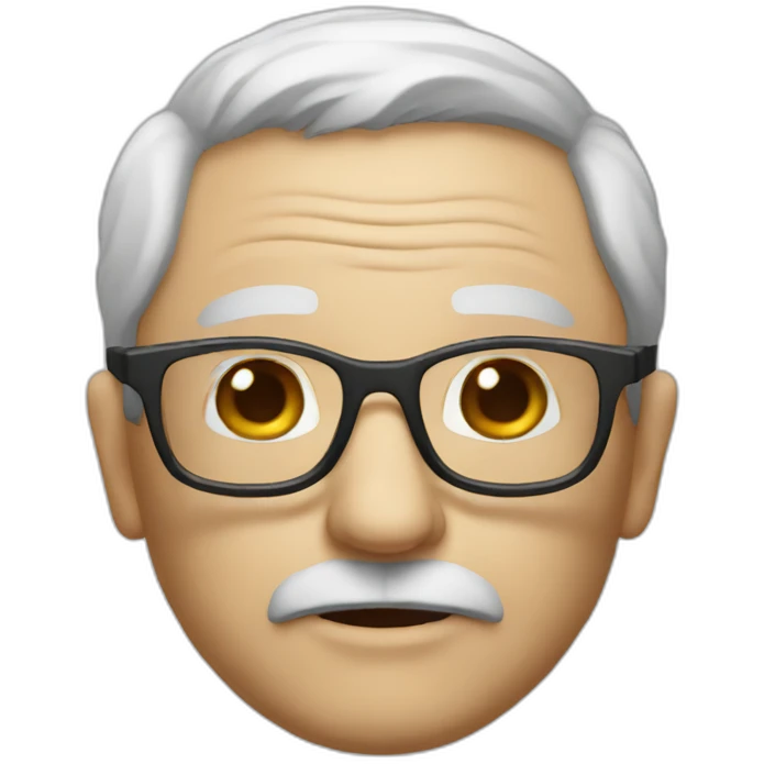 Old man with glasses and a bust emoji
