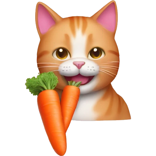 pink cat eating a carrot emoji