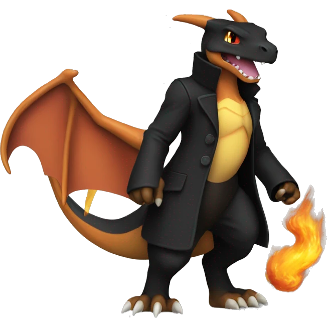 Charizard with a nice black coat on  emoji