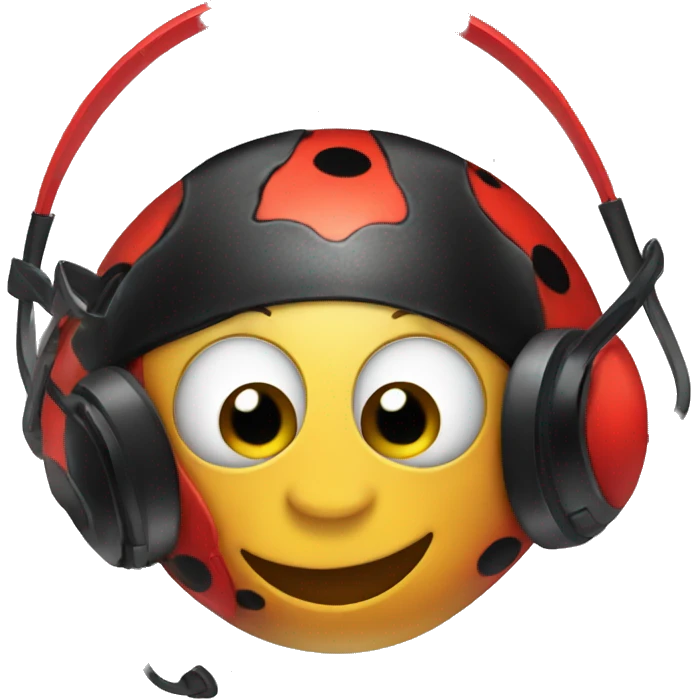 Ladybug wearing a gaming headset emoji