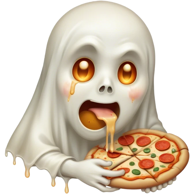 sad crying ghost eating pizza emoji