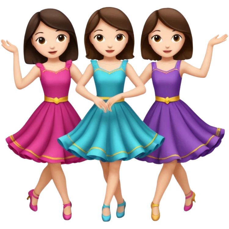 Triplets dancing all brunette emoji