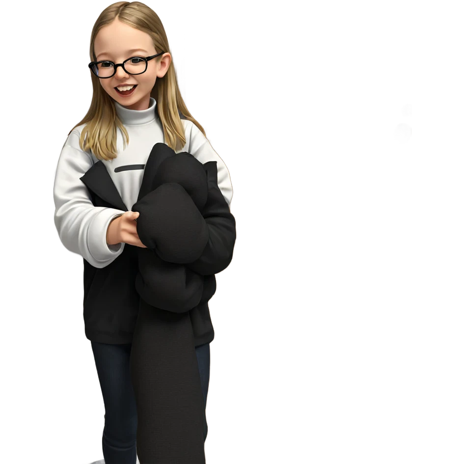 happy girl with glasses indoors emoji