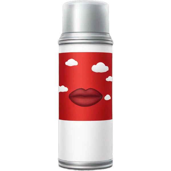 aerosol con un logo de labios rojos  emoji