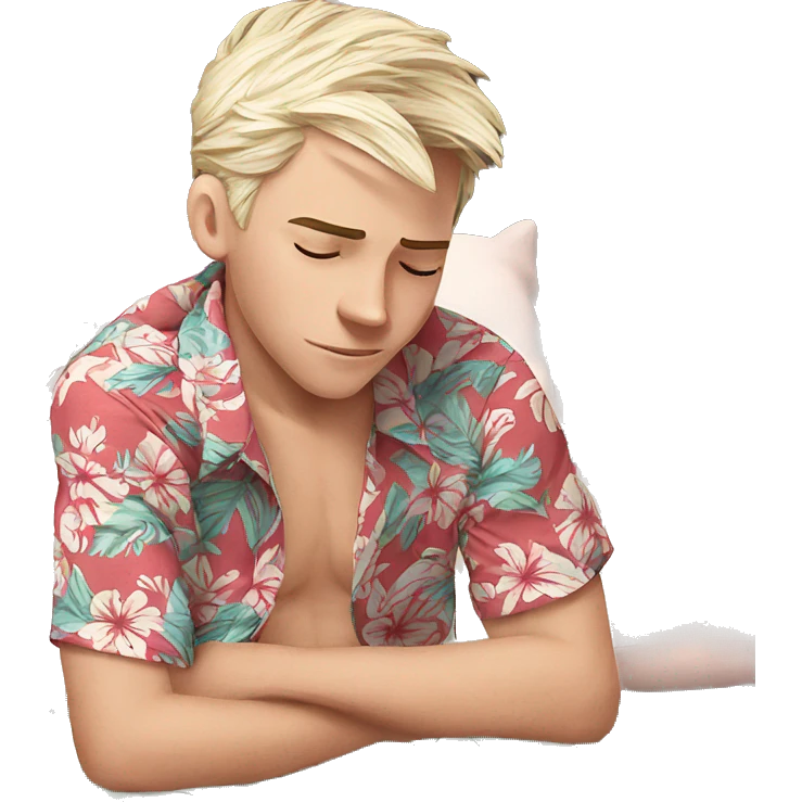 boy in hawaiian shirt resting emoji