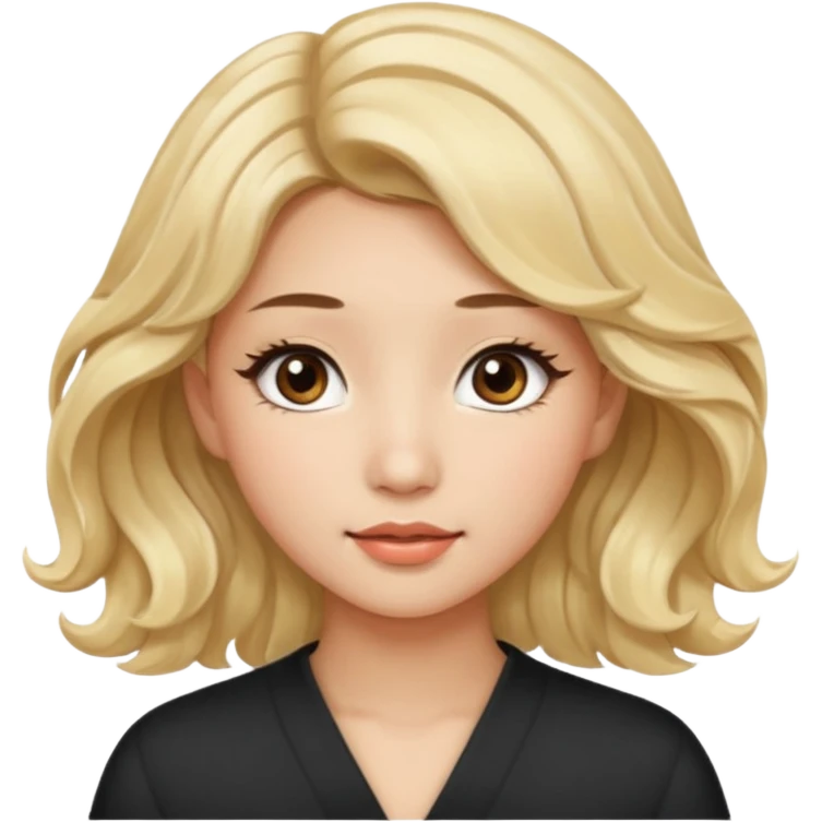 girl with wavy blonde hair with brown eyes asian with eyelashes emoji