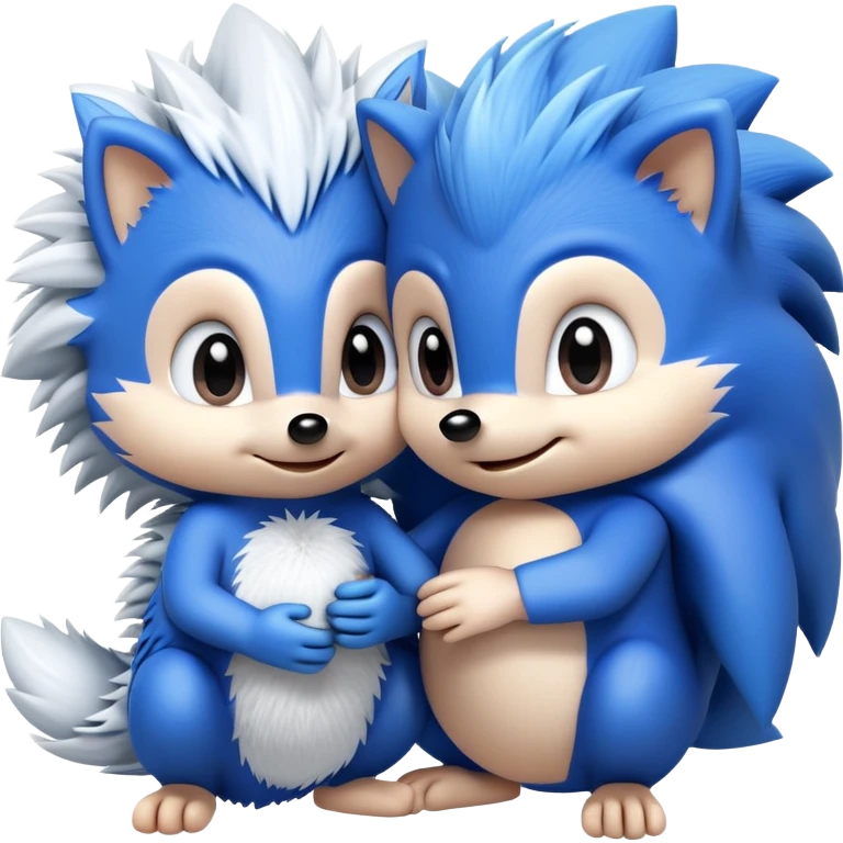 Baby Sonic the Hedgehog and baby Silver the Hedgehog together emoji