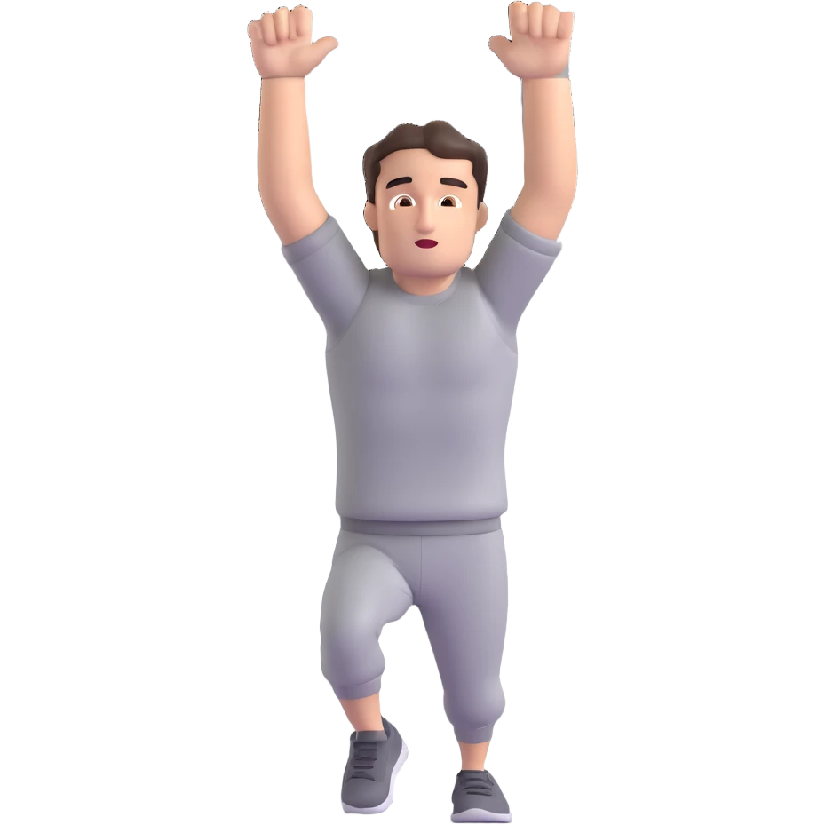 Rocky Balboa running up museum steps, raising arms in victory, grey sweats emoji