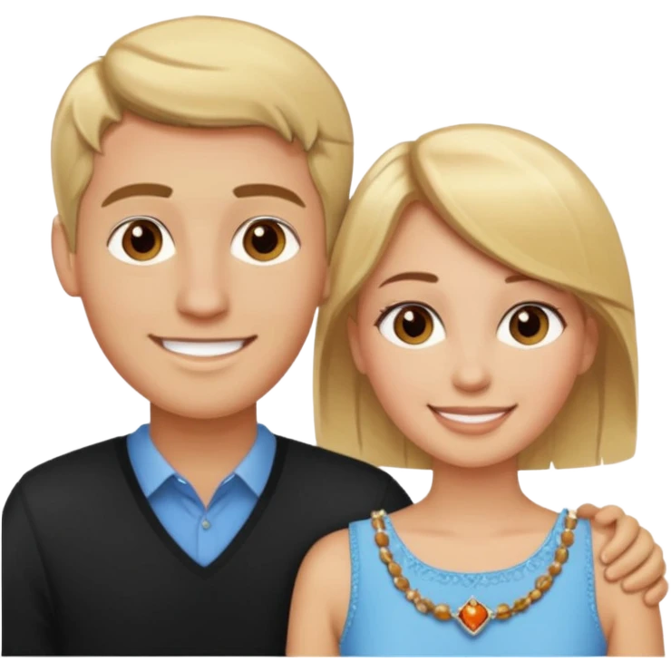 create couple emojis, tall blonde beaded guy, and short brown hair hazel eyed girl emoji