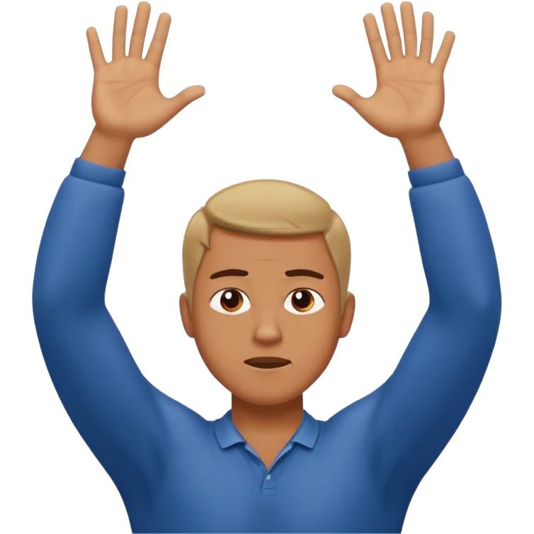 man backing down from argument with arms up WITH NIPPLES emoji