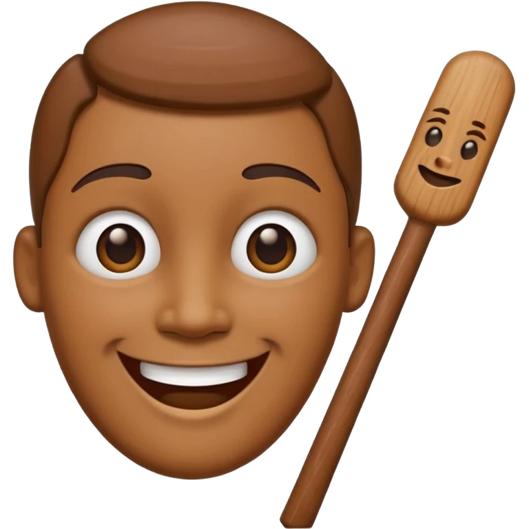 Wooden stick with a face emoji