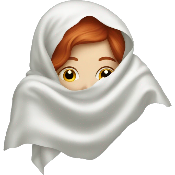 Redhead woman kissing sheet ghost emoji