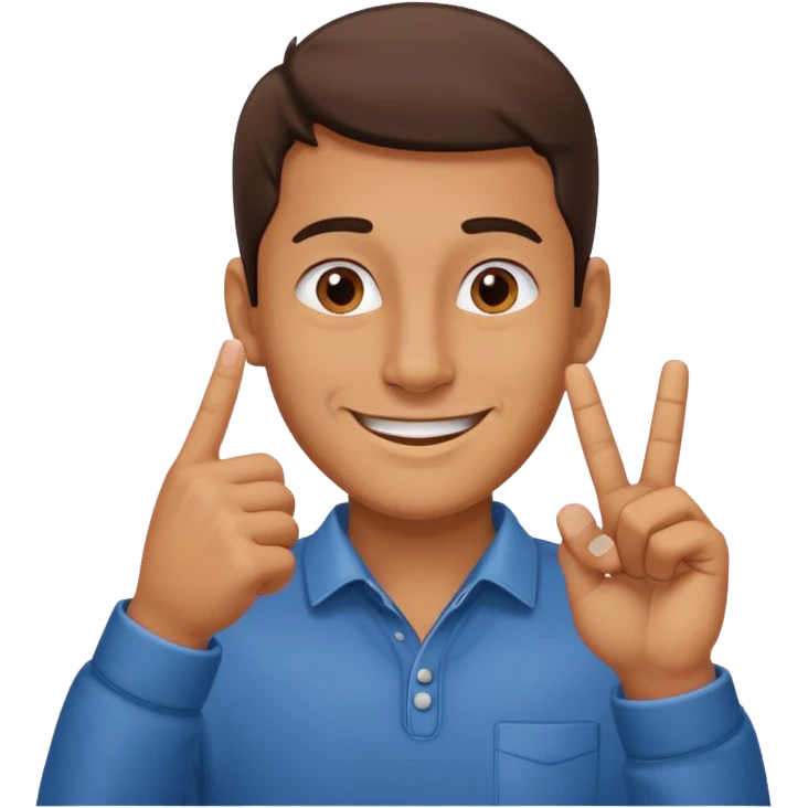 Un hombre introduciendo la nariz entre los dedos mientras hacen gesto de Ok emoji