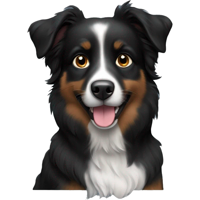 Small black australian shepherd dog with black muzzle emoji