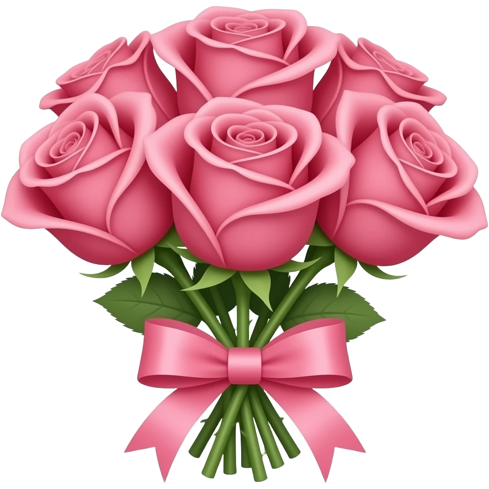 8 pink roses tied with a pink ribbon emoji