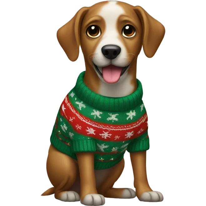 Dog with Christmas sweater emoji