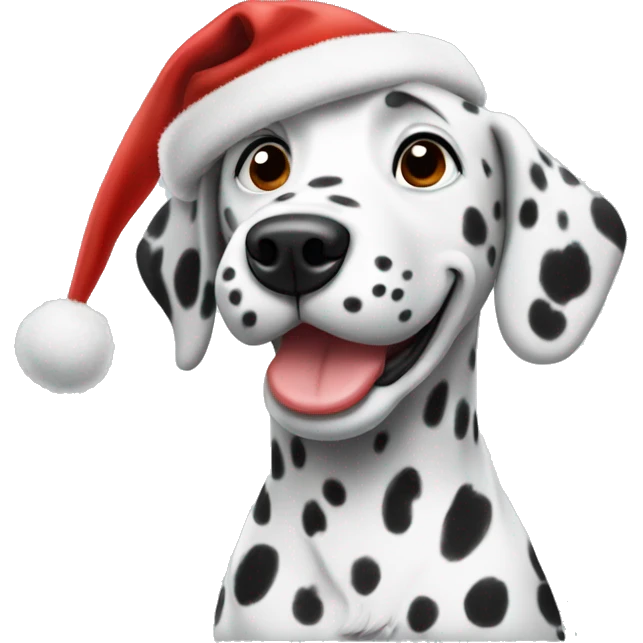 Dalmatian dog wearing a Christmas hat emoji