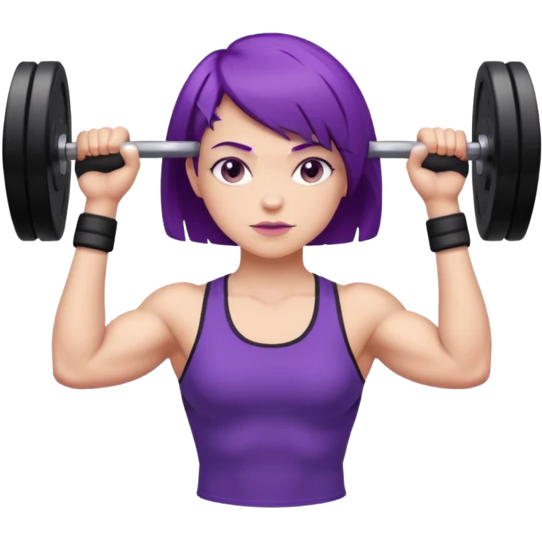 weight lifting female short purple hair emoji