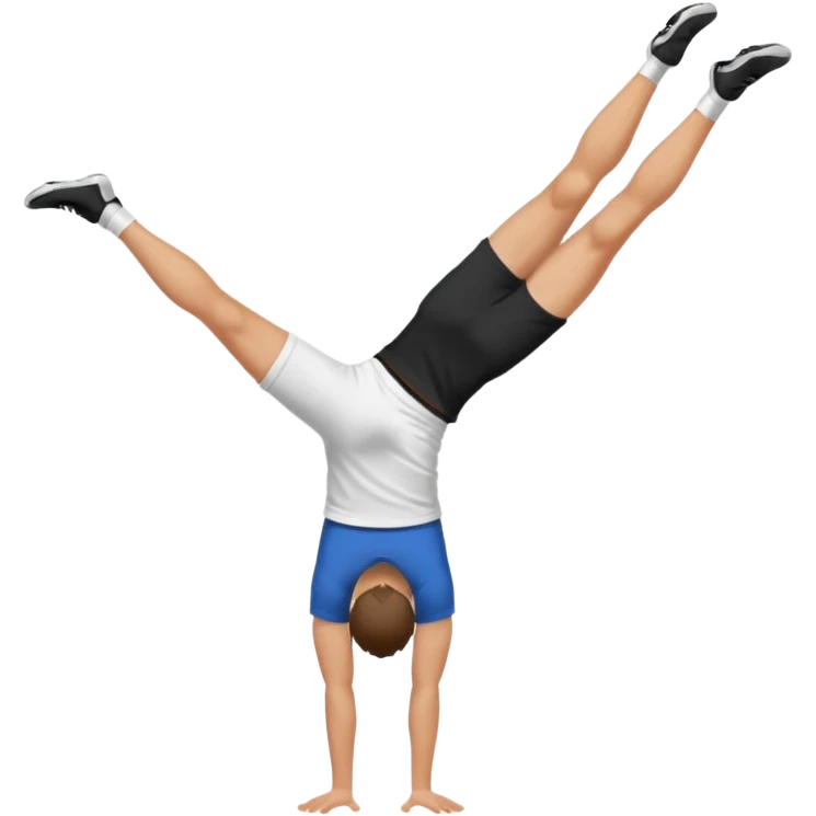 black shorts and t shirt white man one hand handstand emoji