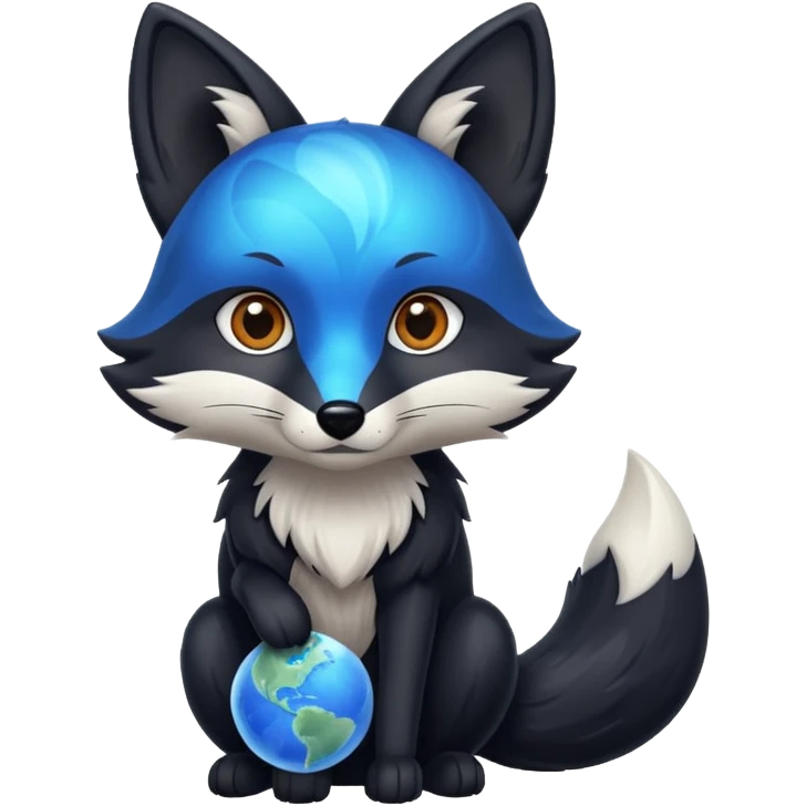 Black fox with blue marble pattern emoji