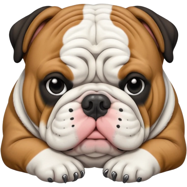 Black and white English Bulldog fat sleeping emoji