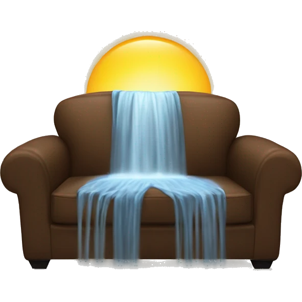 Waterfall on a brown couch with sunshine emoji