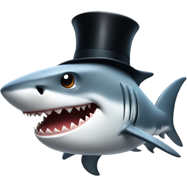 Shark with a top hat emoji