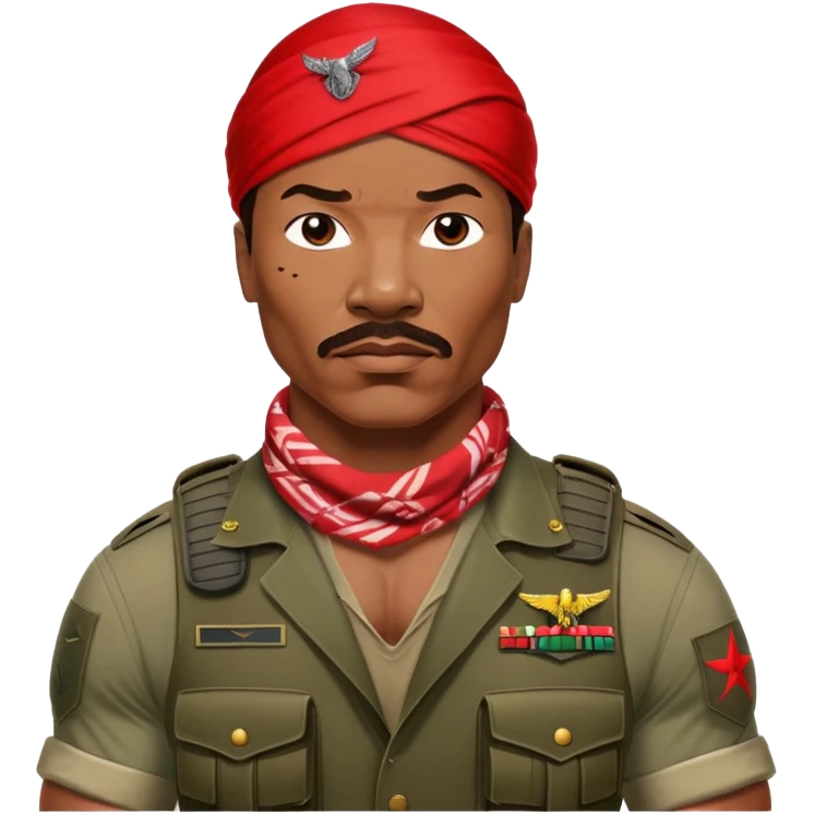 Carl Weathers as Dillon from Predator movie, muscular man in military gear with bandana emoji