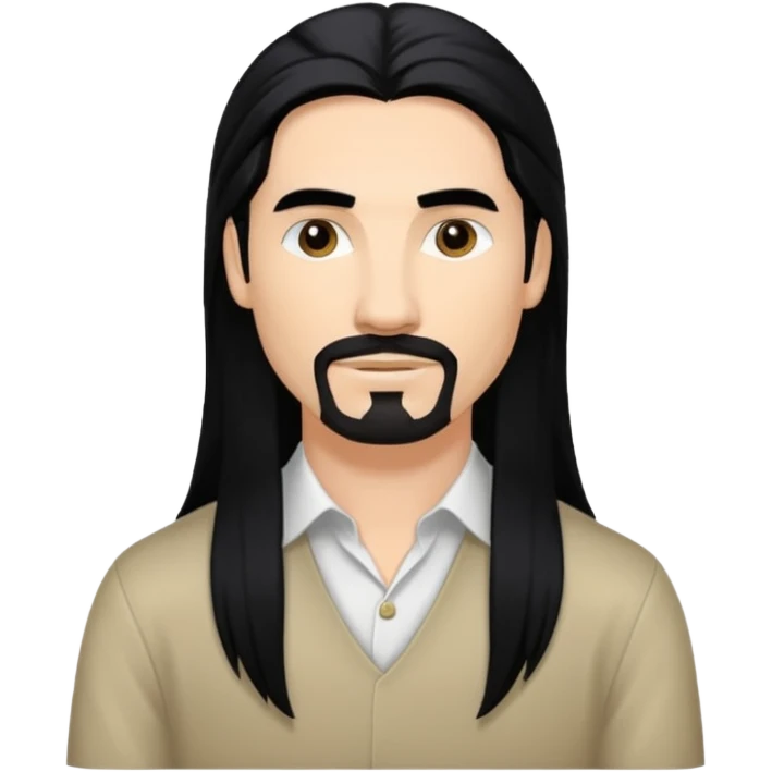 Kevin Richardson with long black hair emoji