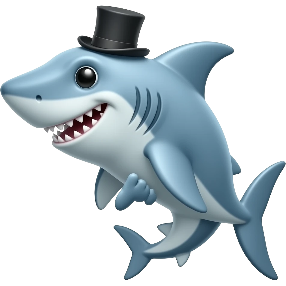Shark with a top hat emoji