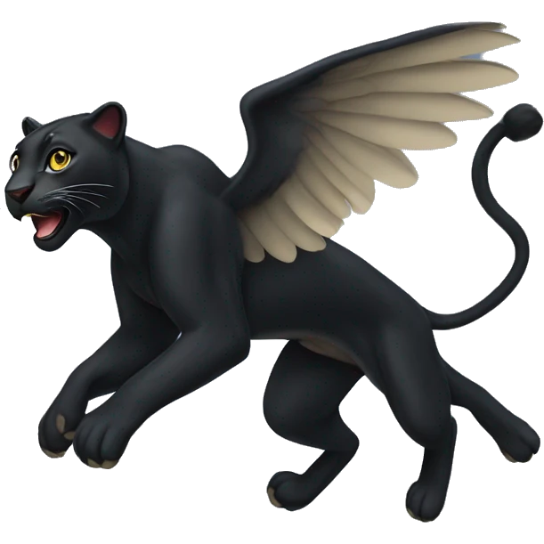 winged black leopard leaping emoji
