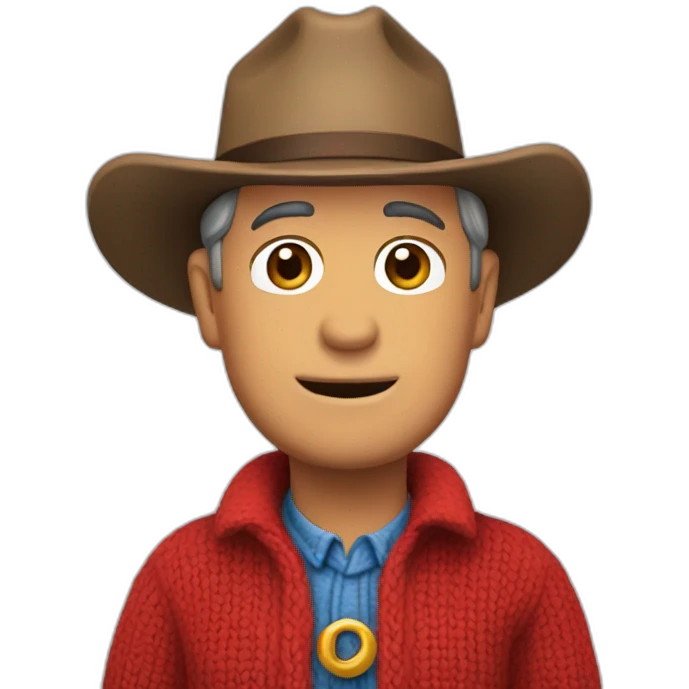 Mister Rogers wearing a cowboy hat emoji