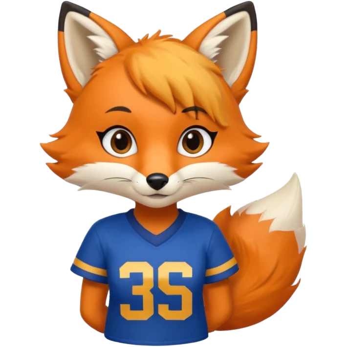 A cute girl fox with a bushy tail wearing a LA Rams shirt emoji