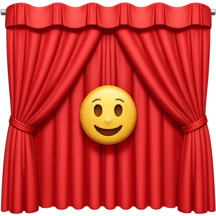 A 3D emoji of red theater curtains in , slightly parted in the middle with soft folds. Glossy, smooth texture, minimal Apple-style rendering, isolated on a white background.




 emoji