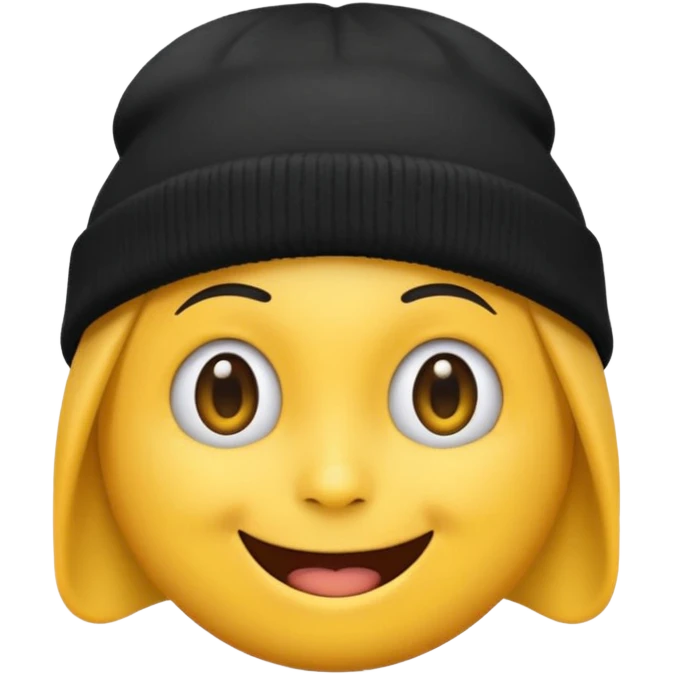 Emoji with black beanie hat pulled down to eyes emoji