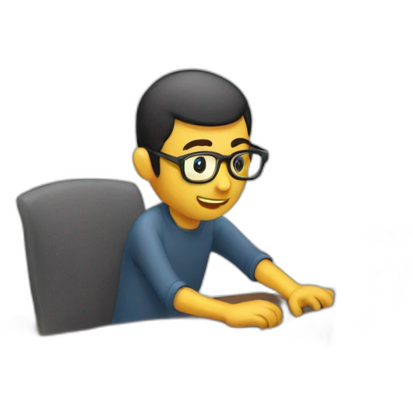 Guy coding with a mouse instead of a keybkard emoji