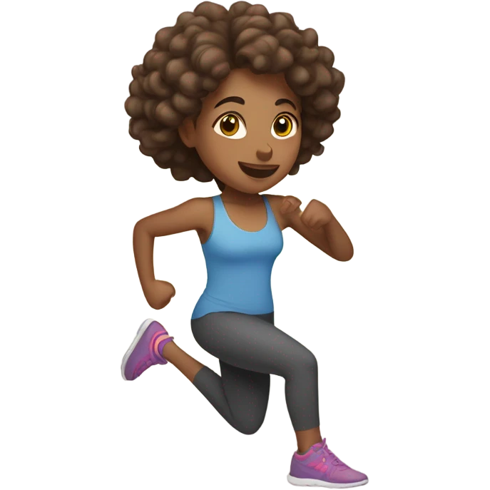 brown girl with curly hair exercising  emoji
