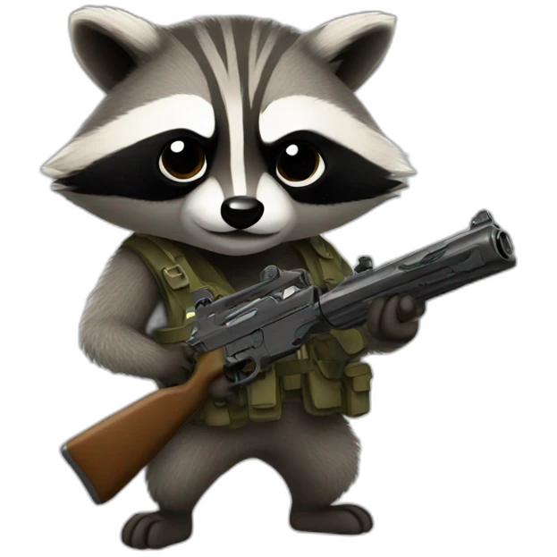 Raccoon with gun emoji
