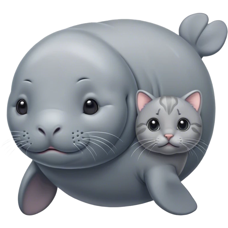 Cute manatee and a gorgeous grey kitty emoji