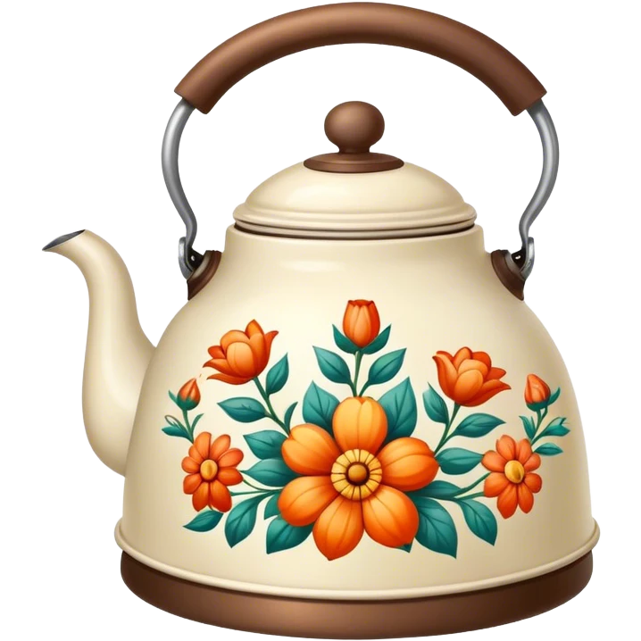 Vintage kettle with flower design emoji