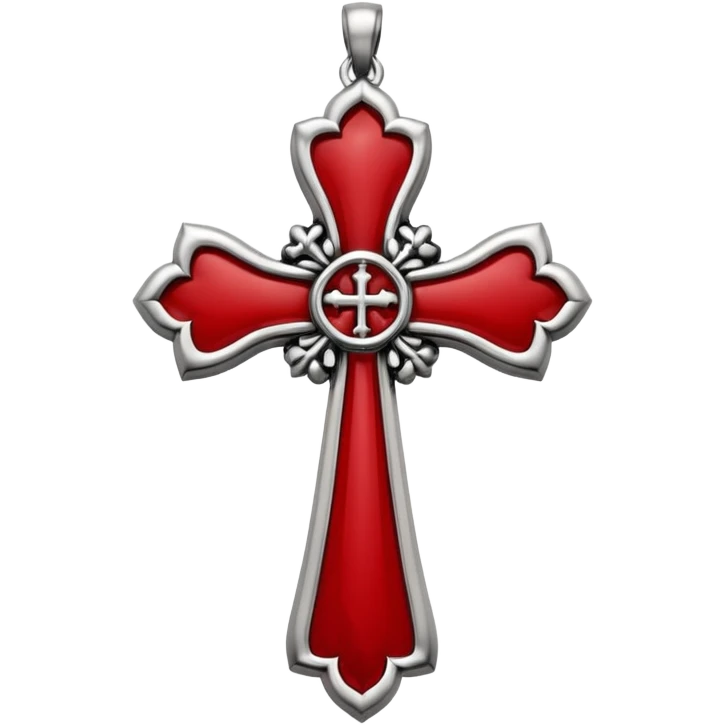 chrome hearts gothic cross silver and red emoji